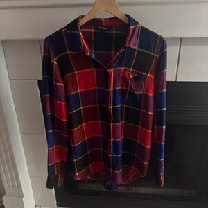 Lucky Brand Red Plaid Oversized Button Down Size M